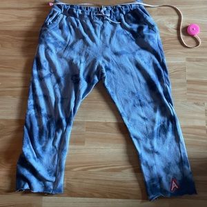 Ladies Aqua Addict Cropped Tie Dye Sweatpants - Sz L